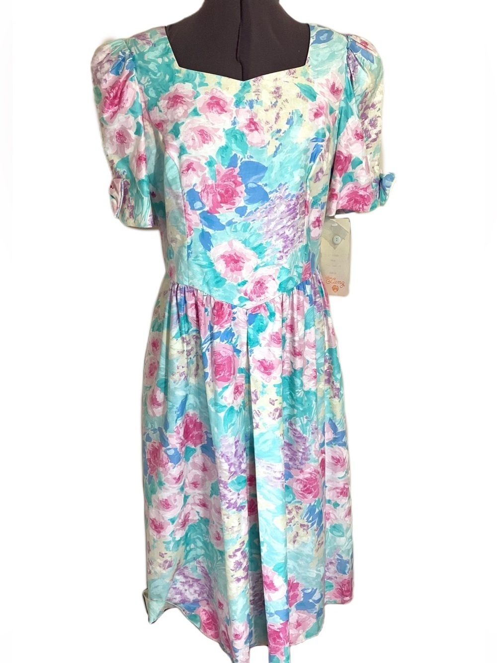 Petite Lanz Deadstock 80s 90s Floral Party Dress Size 14